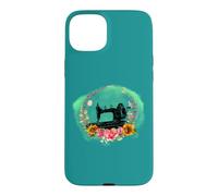 Machine à Coudre à manivelle de Style Vintage et Fleurs Coque pour iPhone 15 Plus