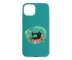 Machine à Coudre à manivelle de Style Vintage et Fleurs Coque pour iPhone 15 Plus