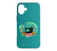 Machine à Coudre à manivelle de Style Vintage et Fleurs Coque pour iPhone 16 Plus