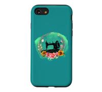 Machine à Coudre à manivelle de Style Vintage et Fleurs Coque pour iPhone SE (2020) / 7/8