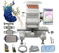 Machine à coudre automatique avec 12 aiguilles, machine à broder industrielle, zone de broderie de 20 * 30 cm, machine à broder à capuchon stable, écran tactile de 10 pouces, pour tous types