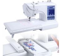 Machine à Coudre Automatique & Machine à Broder Électrique, Tout-en-Un avec 158 Motifs Intégrés, Zone de Broderie 4 x 9,2 Pouces, Écran Tactile LCD, 210 Lettres Intégrées, 30 Bordures à Motifs