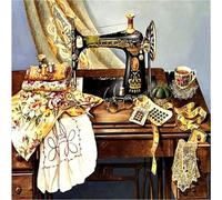 Machine à Coudre Diamond Art Kits, 5d Bricolage Diamant Peinture Grand Carré Complet Perceuse 14x20in Cristal Gemme Art Point De Croix Broderie Kit Peinture par Numé, Square Drill, 20x30cm