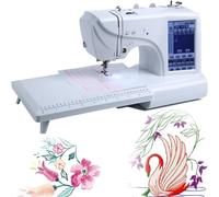 Machine à coudre et à broder HTIANMM, 132 points intégrés, 30 bordures de motifs, écran tactile LCD 7 pouces, port USB
