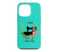 Machine à Coudre et Fleurs de Style Vintage Coque pour iPhone 13 Pro
