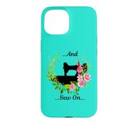 Machine à Coudre et Fleurs de Style Vintage Coque pour iPhone 15