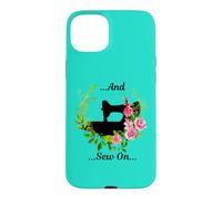 Machine à Coudre et Fleurs de Style Vintage Coque pour iPhone 15 Plus