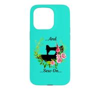Machine à Coudre et Fleurs de Style Vintage Coque pour iPhone 15 Pro