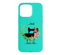 Machine à Coudre et Fleurs de Style Vintage Coque pour iPhone 15 Pro Max