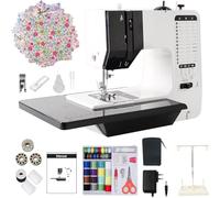 Machine à coudre portable avec kit de 42 pièces, mini machine à coudre électrique, 25 pièces pour patchwork, point et vitesse réglables pour débutants (34 x 23 x 29 cm)