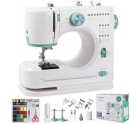 Machine à Coudre Portable Débutant, Qoosea 16 Modèles de Points Différents Petite Machine à Coudre électrique avec Kit Accessoires, Couture Automatique Facile à Utiliser avec lumière LED