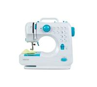Machine à Coudre portable PRIXTON P110, avec 12 Points de Couture, Tiroir à accessoires, Lampe intégrée, Pédale incluse, Bleu