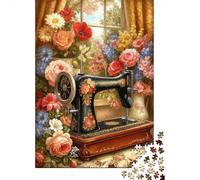 Machine à Coudre Vintage 1000 Pièces Carton Robuste Jeu De Puzzle pour Adultes Entraînement du Cerveau Décoration Murale Idée Cadeau 38x26cm/1000pcs
