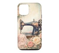 Machine à Coudre Vintage Floral Couturière Coque pour iPhone 12/12 Pro