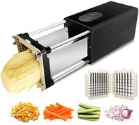 Machine à Couper Les Frites électrique Commerciale Et Domestique - Déchiqueteuse De Pommes De Terre en Acier Inoxydable avec Lames De 1/2 Pouce, 3/8 De Pouce - Parfaite pour Les, Black