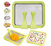 Machine À Crème Glacée Avec 2 Spatules, Sorbetière Instantanée, Moule À Rouleau De Crème Glacée, Pour Adultes Et Enfants, Pour Crème Roulée Maison, Yaourt Glacé, Glace, Sorbet (Vert,22.5 * 17.5CM)