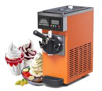 Machine à Crème Glacée Commerciale 4-8KG/H 450 W/750 W 1 Saveurs,Machine à Glace Italienne Trémie 3.5 L,Pré-Réfrigération,Nettoyage Automatique,pour Yaourt Café Snack-Bar,Orange-450W