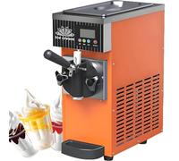 Machine à Crème Glacée Commerciale Une Saveur, Fabricant de Crème Glacée Molle Commercial, Panneau Lcd, Nettoyage Automatique, Machine de Comptoir Pour Restaurants et Magasins - Métallique Orange