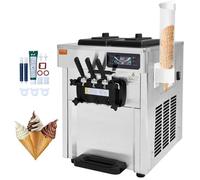 Sorbetière VEVOR Blanc Sorbetière 2200 W, 2 x 6 L Desktop Machine Ice Cream Maker 220 V Sorbetière avec bac à oeufs en acier inoxydable Machine