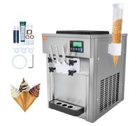 Machine à Crème Glacée Commerciale-VEVOR-20 L/h 1800 W 3 Saveurs, Machine à Glace Italienne Trémie 2x4 L-pour Yaourt Snack-Bar
