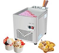 Machine à crème glacée enroulable - Mélangeur à crème glacée en acier inoxydable adapté pour les magasins de desserts, les cafés et les bars - Pot carré unique de qualité commerciale