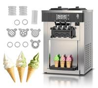 Machine à Crème Glacée YKF-8218T, 6L*2 Trémies, 2+1 Saveurs 20-28L/h Machine à Crème Glacée Commerciale pour les endroits très sollicités comme les pubs/les cafés/les magasins