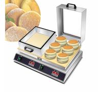 Machine à crêpes électrique avec affichage numérique, contrôle de la température et du temps, 1500 W, plaques en acier inoxydable et cuivre pur, couvercle à rabat en verre pour la maison et le café