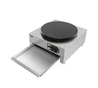 Machine à crêpes électrique professionnelle en granit 40 cm avec spatule en bois, plaque à crêpes en acier inoxydable, réglage de 50 à 300 °C, plaque antiadhésive, idéale pour crêpes, omelettes, bacon