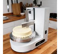 Machine a Décorer les Gâteaux Électrique 110-220 V, avec Spatule en Acier Inoxydable 304, Accessoires de Pâtisserie, Vitesse de Rotation Réglable(White)