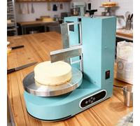 Machine a Décorer les Gâteaux Électrique 110-220 V, avec Spatule en Acier Inoxydable 304, Accessoires de Pâtisserie, Vitesse de Rotation Réglable(Blue)