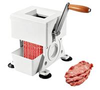 Machine à découper la viande à manivelle, trancheuse alimentaire avec boîte de réception élargie, tranche de 1,5 à 10 mm d'épaisseur, lame amovible en acier inoxydable pour bouchers à domicile