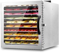 Machine à déshydrater alimentaire, 10 couches en acier inoxydable avec fenêtre en verre, minuterie numérique 1000 W et contrôle de la température pour sécher les fruits et légumes