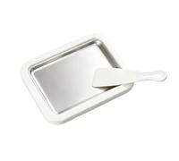 Machine à Dessert Glacé Plaque Rouleaux de Glace Sorbetière Plateau à Crème Glacée Acier Inoxydable 304 sans Électricité avec Spatules Faciles à Laver, 象牙白, 17.5 22.5 3.5 Cm