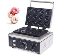 Machine à Donuts Professionnelle 12 Pièces, 1550W, Chauffage Double Face Plaques Antiadhésives - Compacte pour Cuisine, Café, Boulangerie, Restaurant - Qualité Pro