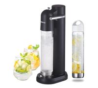 Machine à Eau Gazeuse et à Soda Streaming pour la Maison | avec 2 Bouteilles sans BPA (1L + 1L) | Compatible Cartouches CO2 60L (Non Incluses) | Noir