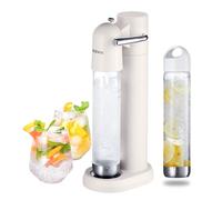 Machine à Eau Gazeuse et Soda pour la Maison avec 2 Bouteilles sans BPA (1L + 1L) - Compatible avec Cartouches de CO2 60L (Non Incluses) - Blanc