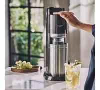 SodaStream Machine à soda et eau pétillante DUO Noire, 2 carafes en verre, recharge gaz 60L