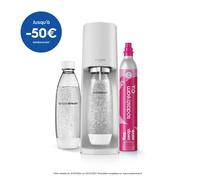 SodaStream Machine à soda TERRA Blanche 2 bouteilles compatibles lave-vaisselle 1 recharge de gaz 60L