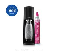 SodaStream Machine à soda TERRA – Noire – 1 bouteille compatible lave-vaisselle + 1 recharge gaz 60L