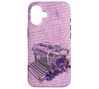 Machine à écrire Manuelle Vintage Art Floral Journal Violet Typiste Coque pour iPhone 16