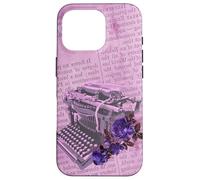 Machine à écrire Manuelle Vintage Art Floral Journal Violet Typiste Coque pour iPhone 16 Pro