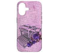 Machine à écrire Manuelle Vintage Art Floral Journal Violet Typiste Coque pour iPhone 17