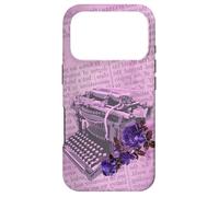 Machine à écrire Manuelle Vintage Art Floral Journal Violet Typiste Coque pour iPhone 17 Pro