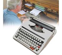 Machine à écrire manuelle vintage avec clavier QWERTY étui de transport portable rétro pour écrivains, lettres, écriture créative, style britannique à l'ancienne (blanc avec touche rouge en option)