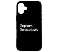 Machine à écrire minimaliste humoristique Popcorn Enthusiast Coque pour iPhone 16 Plus