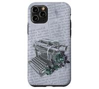 Machine à écrire Vintage Manuelle Art Floral Journal Gris dactylographie Coque pour iPhone 11 Pro