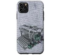 Machine à écrire Vintage Manuelle Art Floral Journal Gris dactylographie Coque pour iPhone 11 Pro Max