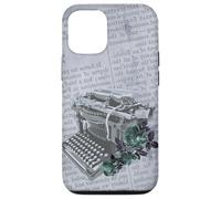 Machine à écrire Vintage Manuelle Art Floral Journal Gris dactylographie Coque pour iPhone 12/12 Pro