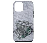 Machine à écrire Vintage Manuelle Art Floral Journal Gris dactylographie Coque pour iPhone 12 Mini