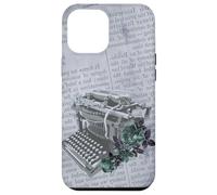 Machine à écrire Vintage Manuelle Art Floral Journal Gris dactylographie Coque pour iPhone 12 Pro Max